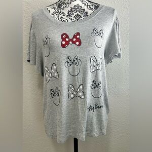 Disney Parks Authentic Original Minnie Mouse Grey Short Sleeve Shirt Adult M